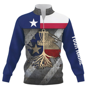 Quarter zip disc golf sweatshirt custom Texas flag disc golf sweater basket, disc golf gifts NQS8512