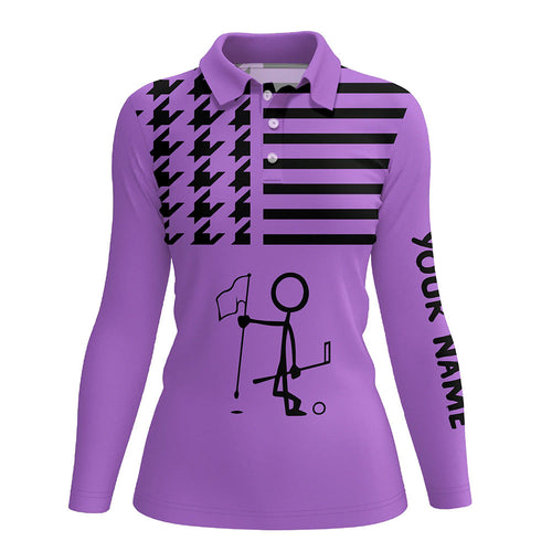 Funny Black and purple Icon Golfer Women golf polo shirts Custom golf tops for ladies NQS8757