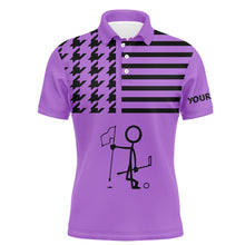 Load image into Gallery viewer, Funny Black and purple Icon Golfer Mens golf polo shirts Custom golf tops for mens NQS8757