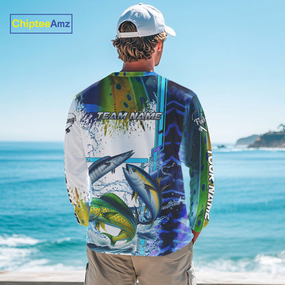 Mahi Mahi, Wahoo, Tuna slam fishing scales custom fishing team jerseys, Offshore fishing apparel NQS9997