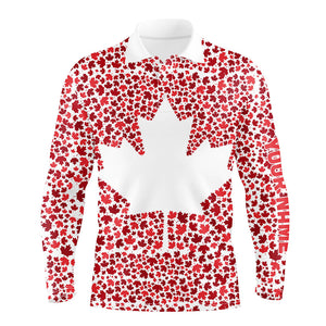 Canadian flag red maple leaf pattern custom patriotic Mens golf polo shirts, mens patriotic polo NQS7878