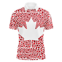 Load image into Gallery viewer, Canadian flag red maple leaf pattern custom patriotic Mens golf polo shirts, mens patriotic polo NQS7878