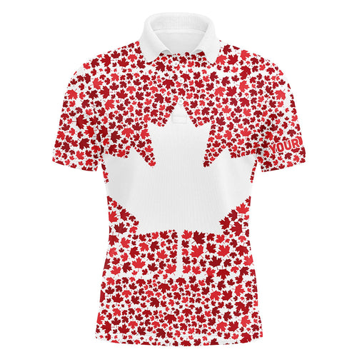 Canadian flag red maple leaf pattern custom patriotic Mens golf polo shirts, mens patriotic polo NQS7878