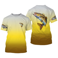 Load image into Gallery viewer, Walleye fishing Custom Name sun protection fishing jersey, Walleye fishing tournament shirts NQS3962