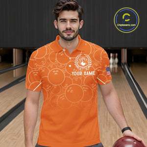 Orange bowling camo Mens bowling shirts Custom American flag patriotic bowling team league jerseys NQS10715