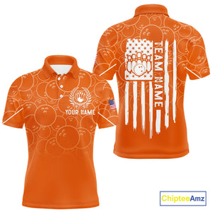 Orange bowling camo Mens bowling shirts Custom American flag patriotic bowling team league jerseys NQS10715