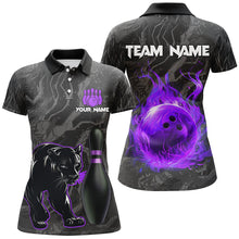 Load image into Gallery viewer, Black Camo Panther Purple Flame Bowling Shirts For Women Custom Bowling Team League Jersey NQS8777