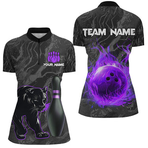 Black Camo Panther Purple Flame Bowling Shirts For Women Custom Bowling Team League Jersey NQS8777