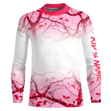 Load image into Gallery viewer, Personalized name White and Pink Camo performance long sleeve team fishing tournament shirts for women NQS9241