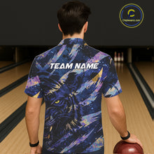 Load image into Gallery viewer, Blue and Purple watercolor Tiger Bowling Hawaiian Shirt Custom bowling Team outfit NQS11308