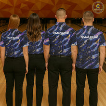 Load image into Gallery viewer, Blue and Purple watercolor Tiger Bowling Polo, Quarter Zip Shirt For Women Custom bowling Team outfit NQS11308