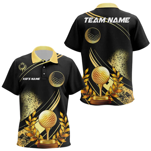 Black and Gold Kid golf polo shirts custom golf apparel team jerseys, personalized golf gifts NQS9594