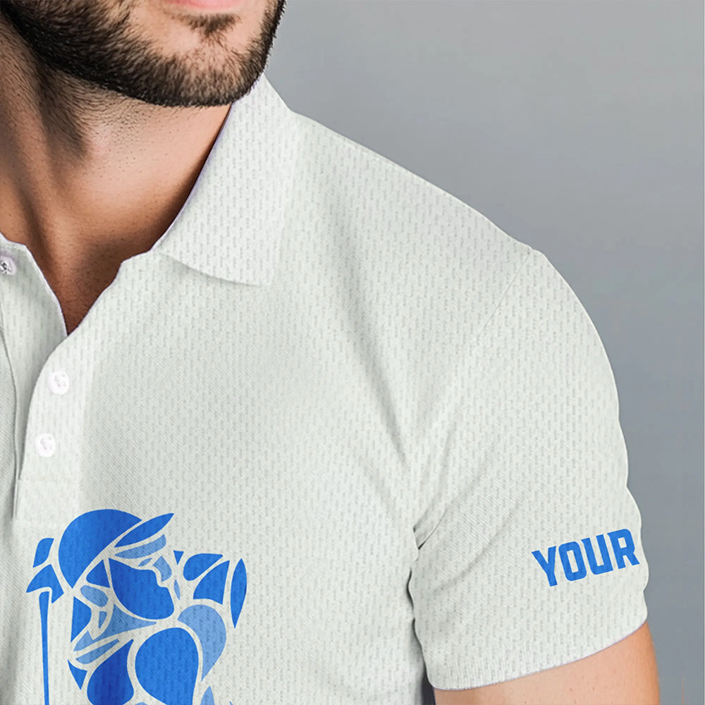 Blue Leopard argyle pattern white Men golf polo shirts custom golf wear for men, unique golf gifts NQS9736