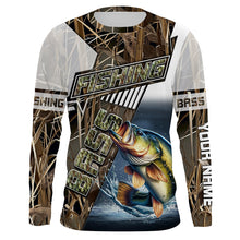 Load image into Gallery viewer, Largemouth bass fishing grey camo Customize name long sleeves fishing shirts NQS1861