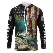 Load image into Gallery viewer, Crappie Fishing American Flag Patriotic Custom UV protection fishing apparel, Crappie fishing jerseys NQS498