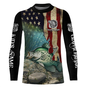 Crappie Fishing American Flag Patriotic Custom UV protection fishing apparel, Crappie fishing jerseys NQS498