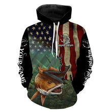 Load image into Gallery viewer, Red drum fishing 3D American Flag Patriotic Customize name All over print shirts NQS501