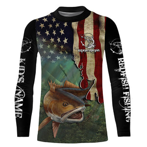 Red drum fishing 3D American Flag Patriotic Customize name All over print shirts NQS501