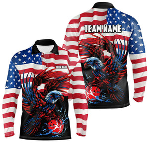 Personalized Eagle Bowling Shirts for Men, Custom Team's Name American Flag Cool Bowler Jerseys NQS7891