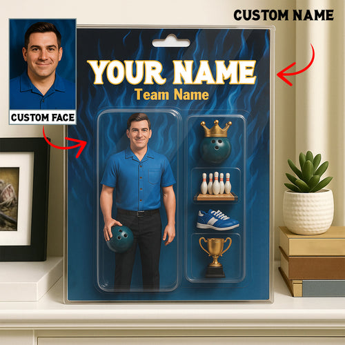 Custom Face and Name toy box Bowling Acrylic Plaque, gift for team men bowlers NQS10103