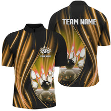 Load image into Gallery viewer, Orange and black light Men Polo, 1/4 Quarter Zip Shirts Custom bowling team jerseys, gift for bowlers NQS8097