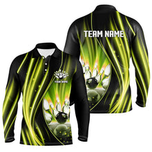 Load image into Gallery viewer, Yellow and black light Men Polo, 1/4 Quarter Zip Shirts Custom bowling team jerseys, gift for bowlers NQS8098
