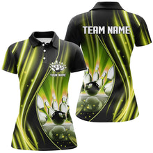 Load image into Gallery viewer, Yellow and black light Women Polo, 1/4 Quarter Zip Shirt Custom bowling team jerseys, gift for bowlers NQS8098