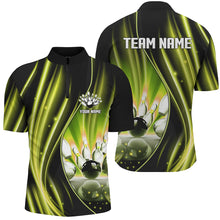 Load image into Gallery viewer, Yellow and black light Men Polo, 1/4 Quarter Zip Shirts Custom bowling team jerseys, gift for bowlers NQS8098