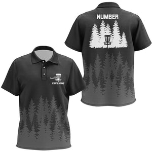 Black tree forest pattern Kid disc golf polo shirts custom team disc golf clothing NQS8099