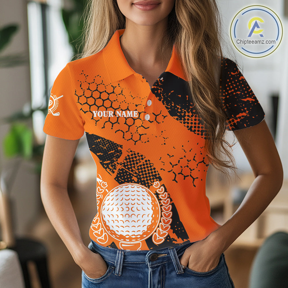 Black & Orange Turkey golf Women golf polo shirts custom Thanksgiving golf shirt, ladies golf attire NQS10722