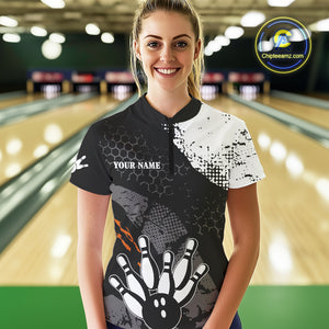 Black and white Women bowling shirts Custom retro Turkey bowling Thanksgiving bowling team jersey NQS10723