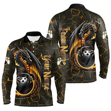 Load image into Gallery viewer, Black And Gold Custom Dragon Bowling Shirts For Men, Dragon Bowling Team Shirts NQS8783