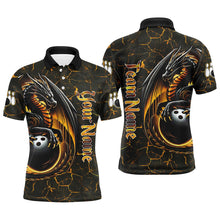 Load image into Gallery viewer, Black And Gold Custom Dragon Bowling Shirts For Men, Dragon Bowling Team Shirts NQS8783