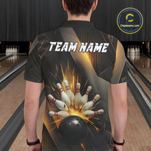 Load image into Gallery viewer, Black and Gold Bowling league shirts For Men custom team bowling jerseys, gifts for bowlers NQS11109