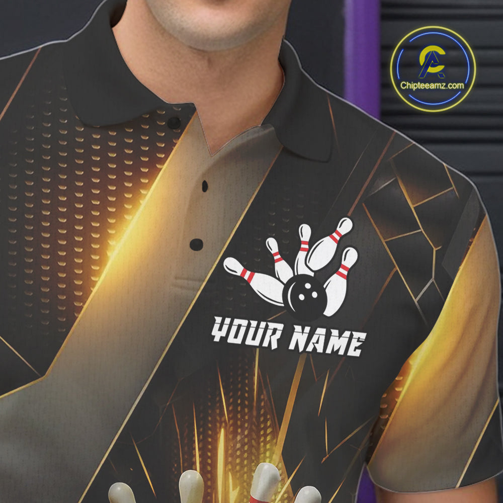 Black and Gold Bowling league shirts For Men custom team bowling jerseys, gifts for bowlers NQS11109