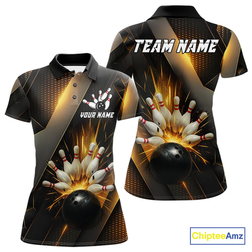 Black and Gold Bowling league shirts For Women custom team bowling jerseys, gifts for bowlers NQS11109