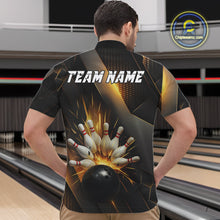 Load image into Gallery viewer, Black and Gold Bowling league shirts For Men custom team bowling jerseys, gifts for bowlers NQS11109