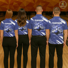 Load image into Gallery viewer, Blue and White Argyle Flame bowling Men Polo, 1/4 Quarter Zip Shirts Custom bowling team jerseys NQS11312