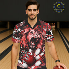 Load image into Gallery viewer, Red Camo Lion roar Bowling Hawaiian Shirt Custom Lion Bowling Team button up shirts NQS11523