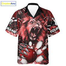 Load image into Gallery viewer, Red Camo Lion roar Bowling Hawaiian Shirt Custom Lion Bowling Team button up shirts NQS11523