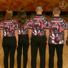 Load image into Gallery viewer, Red Camo Lion roar Bowling Polo, Quarter Zip Shirts for Women Custom Lion Bowling Team jerseys NQS11523
