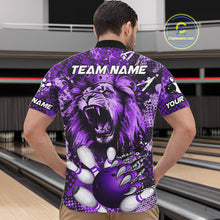 Load image into Gallery viewer, Purple Camo Lion roar Bowling Polo, Quarter Zip Shirts for Men Custom Lion Bowling Team jerseys NQS11525