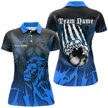 Load image into Gallery viewer, Black and Blue Lion Bowling Polo, Quarter Zip Shirts For Women Custom Team Lion Bowling Jerseys NQS9596