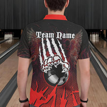 Load image into Gallery viewer, Black and Red Lion Bowling Polo, Quarter Zip Shirts For Men Custom Team Lion Bowling Jerseys NQS9598