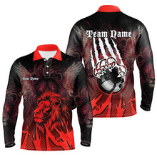 Load image into Gallery viewer, Black and Red Lion Bowling Polo, Quarter Zip Shirts For Men Custom Team Lion Bowling Jerseys NQS9598