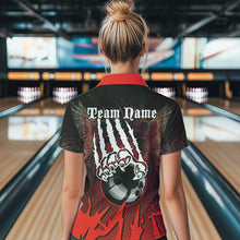 Load image into Gallery viewer, Black and Red Lion Bowling Polo, Quarter Zip Shirts For Women Custom Team Lion Bowling Jerseys NQS9598