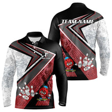 Load image into Gallery viewer, Funny Bowling ball and Pins Mens bowling shirt Custom Camo Bowling Team Jersey, gift for Bowler | Red NQS9604