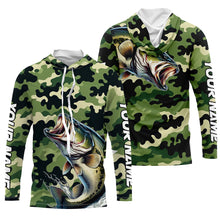 Load image into Gallery viewer, Black Green camo Bass fishing Custom Long Sleeve Tournament Fishing Shirts, Performance Bass Jerseys NQS7530