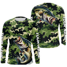 Load image into Gallery viewer, Black Green camo Bass fishing Custom Long Sleeve Tournament Fishing Shirts, Performance Bass Jerseys NQS7530