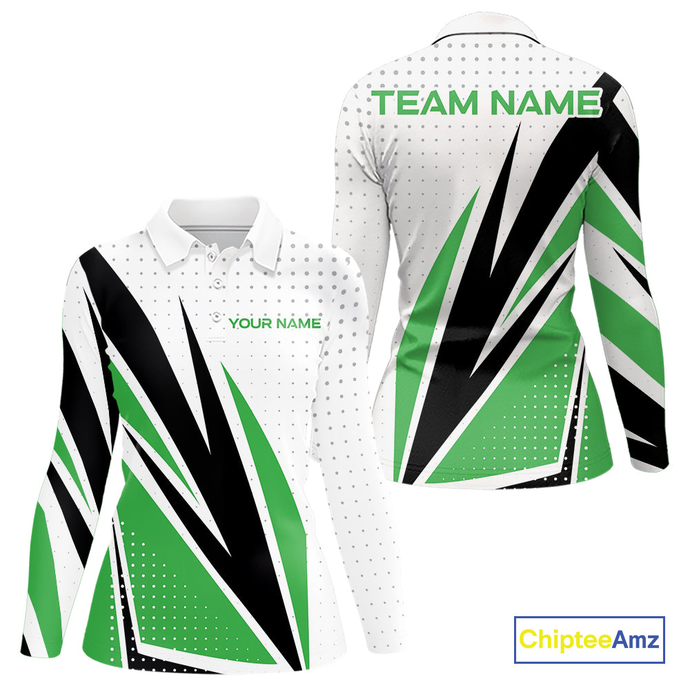 Black, White and Green Golf polo shirts For Women custom ladies golf top, unique golf gift NQS10010